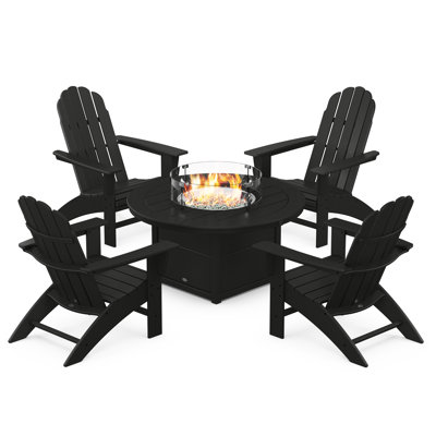 POLYWOOD® Modern 5-Piece Adirondack Chair Conversation Set